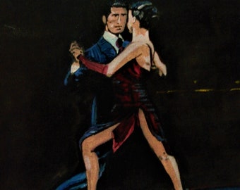 Original oil painting tango dancers for wall décoration