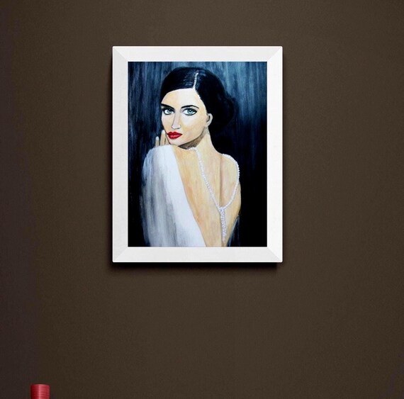 Portrait de femme élégante peinture huile et acrylique pour décoration murale