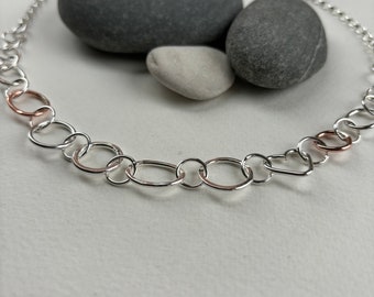 Handmade silver and copper jumble necklace