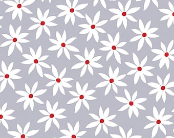 Daisy Dot Gray/Cherry from the Cherry Twist Fabric Collection by Great Lynn for Kanvas Studio 8407-01