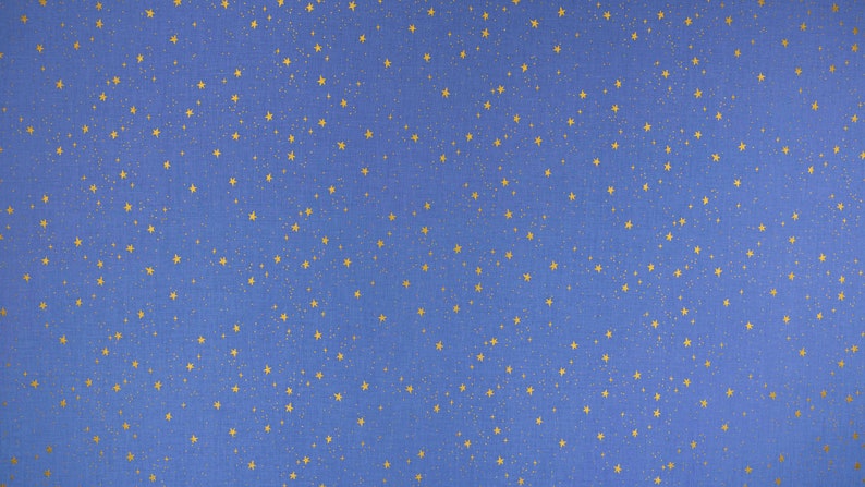 Primavera Stars Periwinkle Blue with Metallic Gold Star Accents Fabric by the yard from Rifle Paper Co for RJR RP310-PE5M image 3