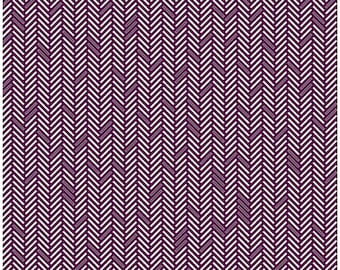 Herringbone Plum Purple with Silver Metallic Accent Fabric by the yard from Jubilee Collection by Amanda Murphey for Benartex 5494M-66