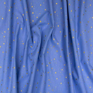 Primavera Stars Periwinkle Blue with Metallic Gold Star Accents Fabric by the yard from Rifle Paper Co for RJR RP310-PE5M image 5