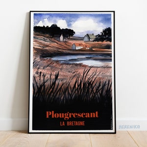 Impressão artística: Plougrescant. Impressão giclée de belas artes em papel de arquivo. Ilustração. 50x70, 42x59,4, 30x42, 21x30 cm. Poster.