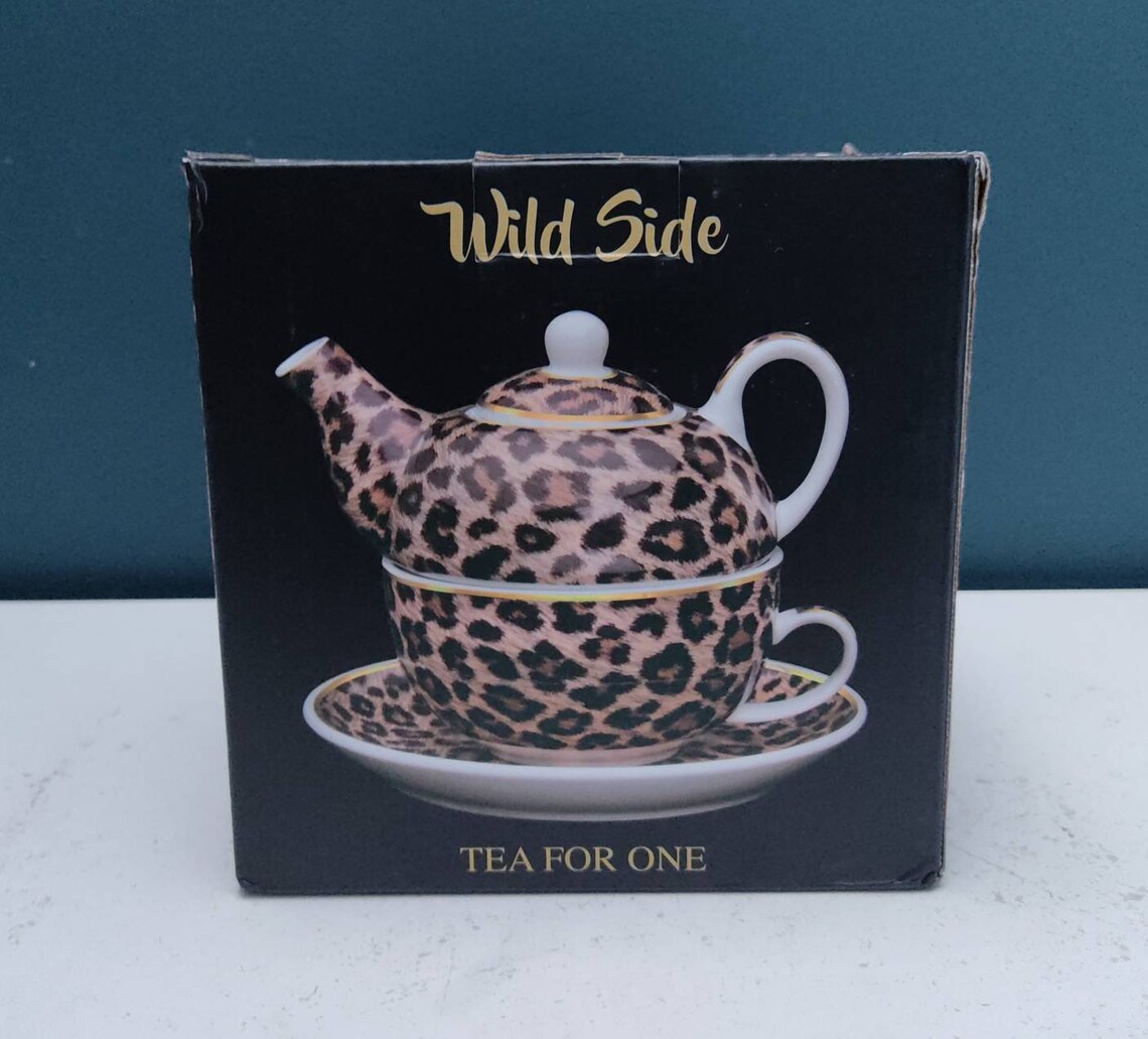 New Ceramic Wild Side Leopard Print Tea for One Teapot Cup Etsy