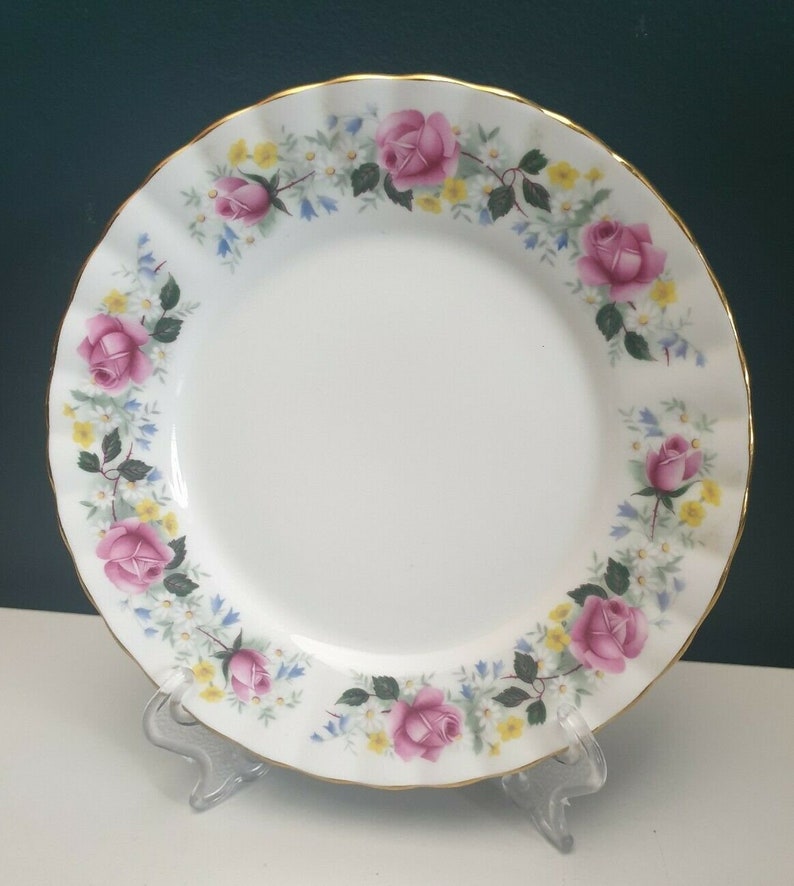 Vintage Salisbury England Bone China Pink Roses Tea Trio Set Cup Saucer
