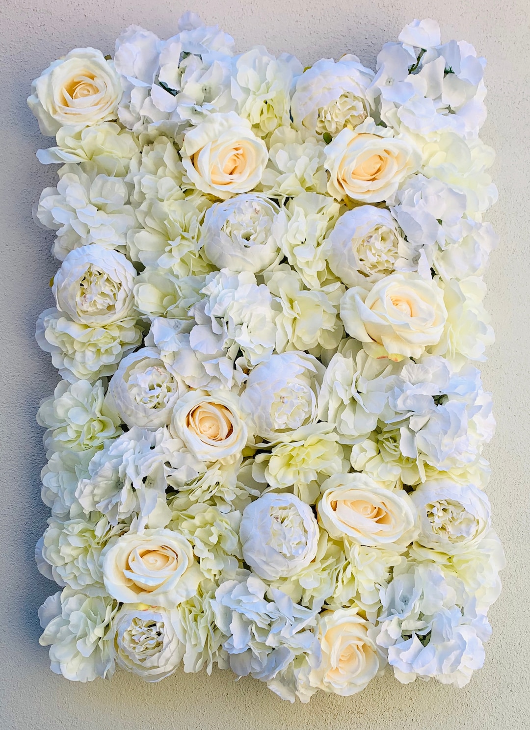 DREAM Ivory Flower Wall Panel 40x60cm Ivory Peonies, Hydrangea & Roses