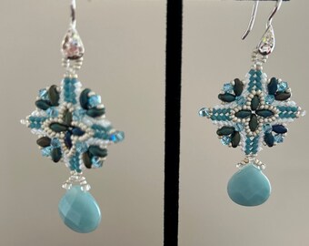 Multibead earrings-Aqua Blue