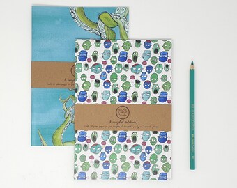 Lobster notebooksea notebookA6 notebookmade in Cornwalllobster printoctopus printseaside printocean printnautical decorstationary