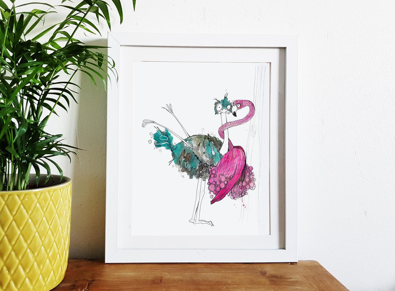 Ostrich Flamingo Print Flamingo Wall Art limited Edition - Etsy