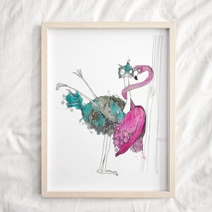 Ostrich Flamingo Print Flamingo Wall Art limited Edition - Etsy