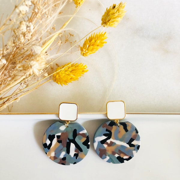 Marbled acetate pendant earrings