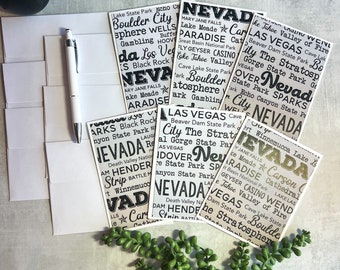 Nevada note card set of 6 Las Vegas gift set Nevada gift for friend Las Vegas party thank you Nevada vacation gift nevada hostess gift