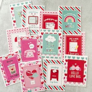 Set of 12 adorable Valentine cards for all ages! Must see! Each card is unique and high quality! Card set with self sealing envelopes.
