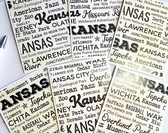 Handmade Kansas note card set of 6 Kansas hostess gift set Kansas gift for friend Kansas thank you Kansas  gift Kansas Christmas card set
