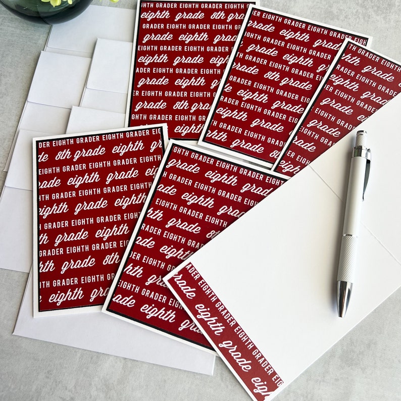 Set of SIX Eighth Grade Note Cards! 8th Grade Graduation Cards, Middle ...