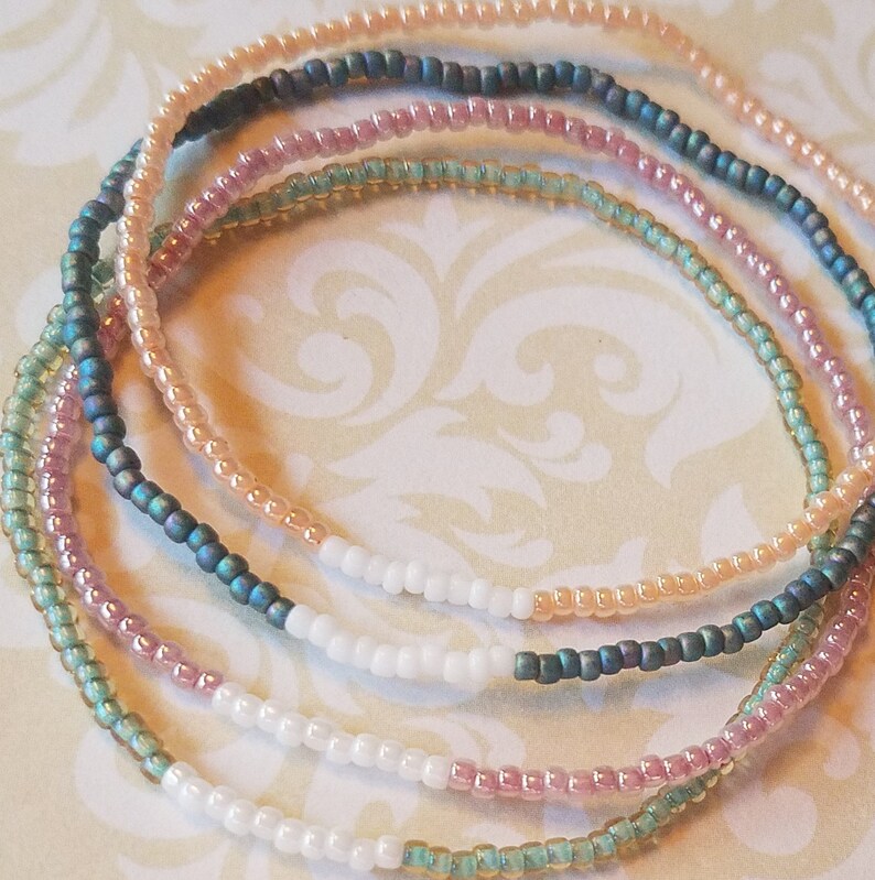 Pastel seed bead bracelet beaded bracelet stretch bracelet Etsy