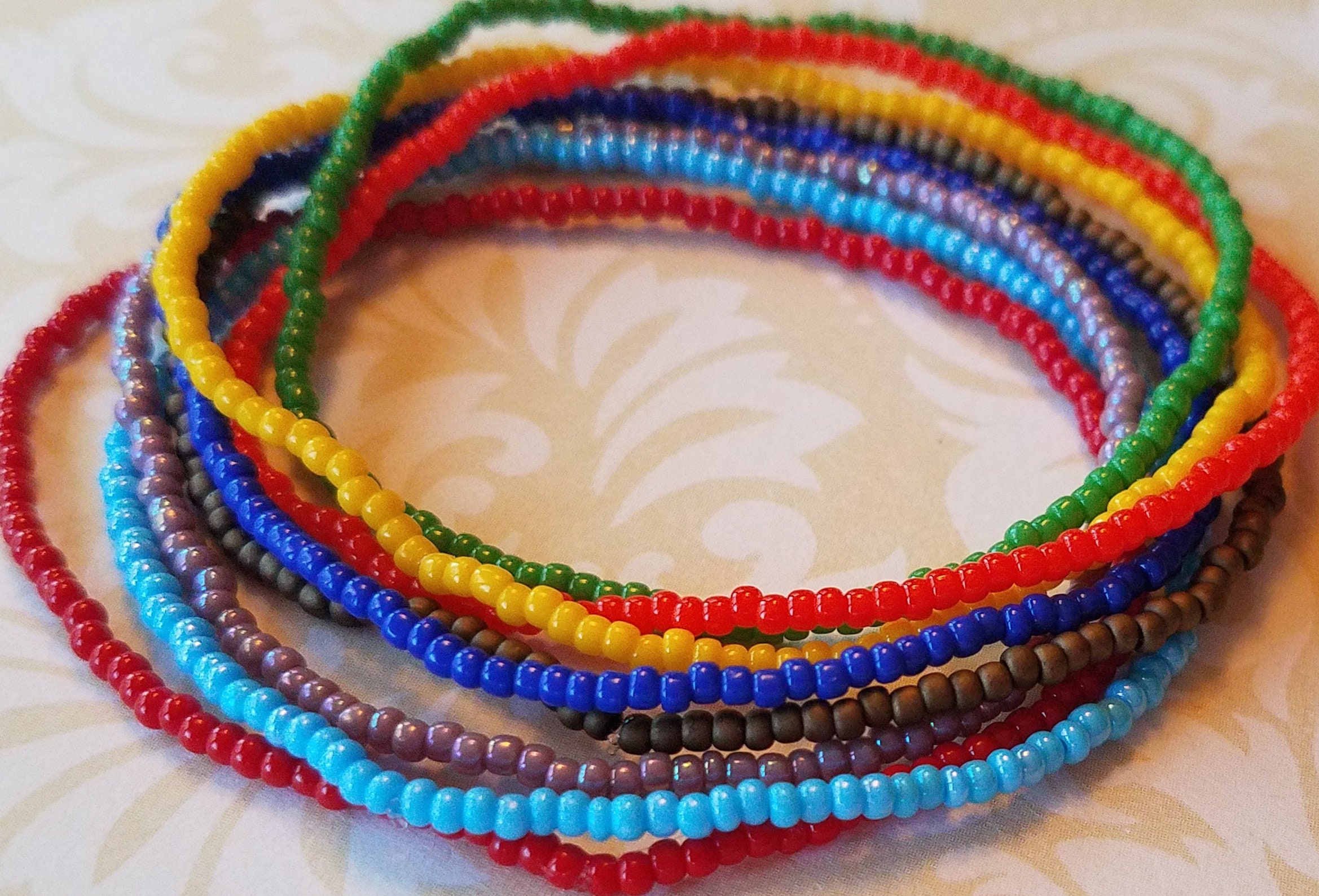 Rainbow Color Seed Bead Bracelet Beaded Bracelet Stretch | Etsy
