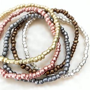 Metal seed bead bracelet, beaded bracelet, stretch bracelet, beaded jewelry, seed bead bracelets, stretch seed bead bracelet