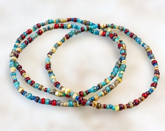 Picasso Mixed Seed Bead Bracelet, Set of 3, Stretch Set of