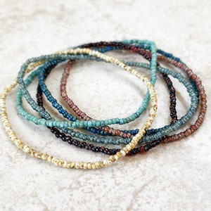 Picasso mix seed bead bracelet, stretch set of 6, beaded bracelets, stretch bracelet, beaded jewelry, stacking bracelets