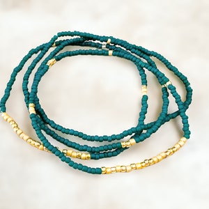 Teal gold seed bead bracelet, beaded bracelet, stretch bracelet, beaded jewelry, seed bead bracelets, stretch seed bead bracelet