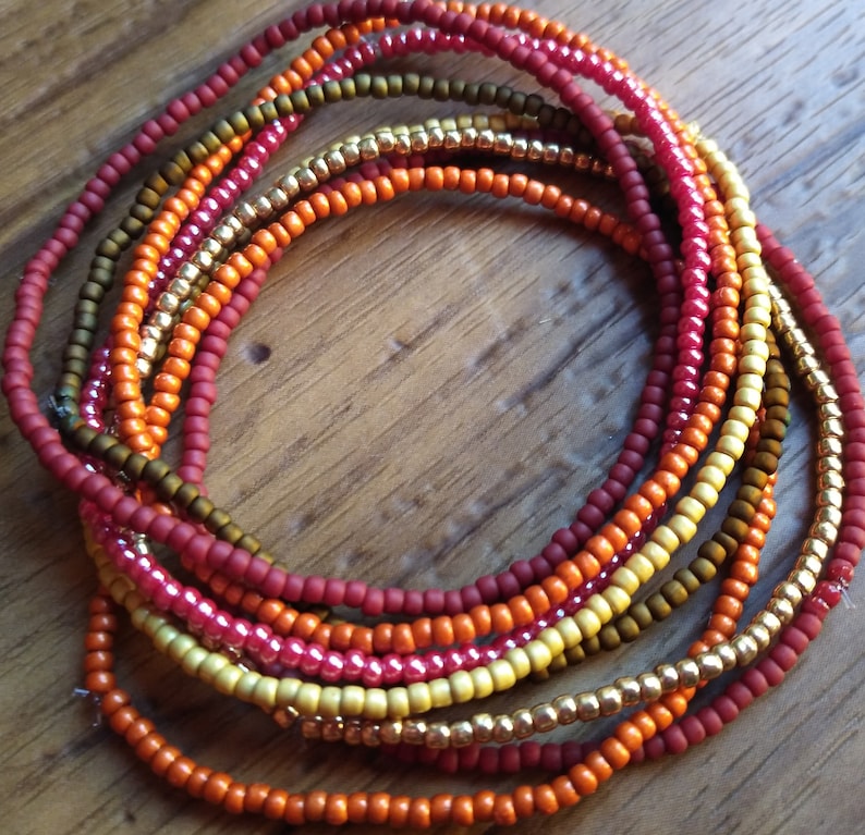 Fall color seed bead bracelet beaded bracelet stretch Etsy