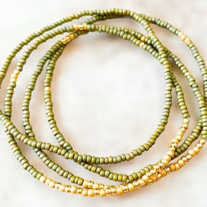 Sage gold seed bead bracelet, beaded bracelet, stretch bracelet, beaded jewelry, seed bead bracelets, stretch seed bead bracelet
