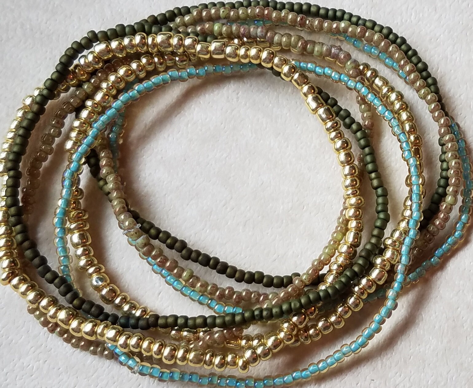 P Diamond Channel Cuff with seed bead green