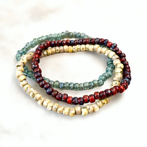 Picasso mix seed bead bracelet, stretch set of 3, beaded bracelets, stretch bracelet, beaded jewelry, stacking bracelets