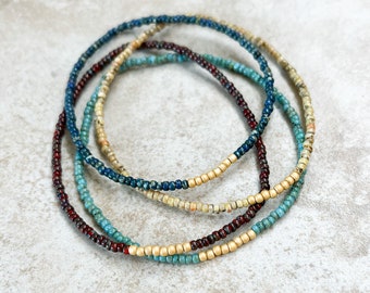 Picasso mix seed bead bracelet, stretch set of 4, beaded bracelets, stretch bracelet, beaded jewelry, stacking bracelets
