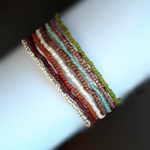 Green brown gold seed bead bracelet, beaded bracelet, stretch bracelet, beaded jewelry, seed bead bracelets, stretch seed bead bracelet