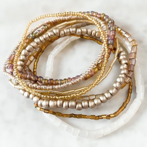 Brown and gold seed bead bracelet, beaded bracelet, stretch bracelet, beaded jewelry, seed bead bracelets, stretch seed bead bracelet