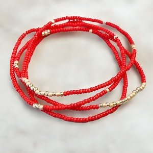 Red gold seed bead bracelet, beaded bracelet, stretch bracelet, beaded jewelry, seed bead bracelets, stretch seed bead bracelet