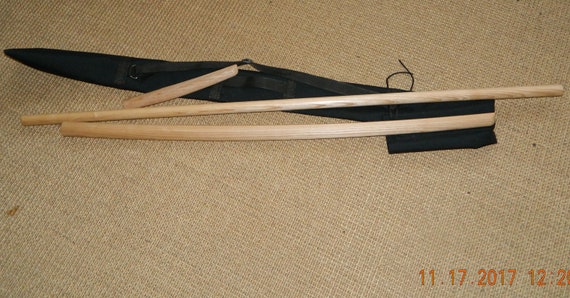 A Set of Wooden Weapons for Aikido Bokken Daito-ryu, Jo, Tanto From Ash and  a Bag for Carrying and Storage. -  Hong Kong