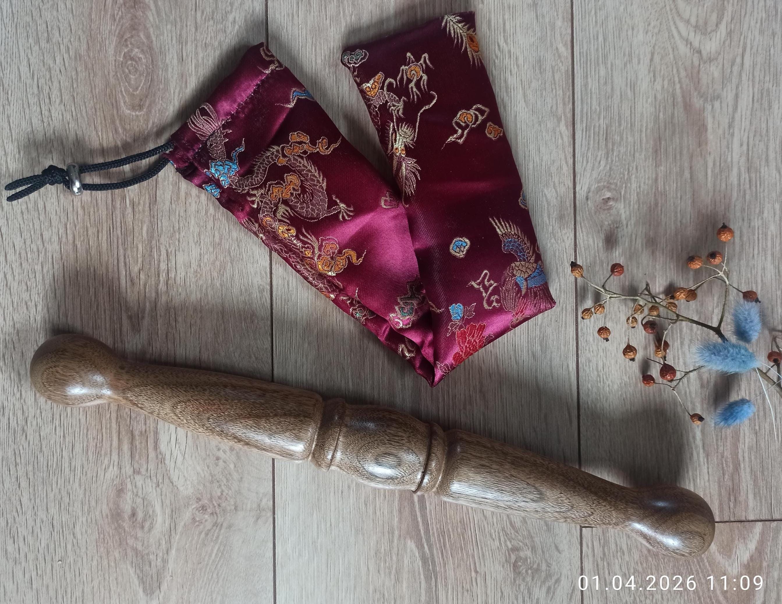 European Walnut Tai Chi Ban Training Rod With Satin Bag. - Etsy Canada