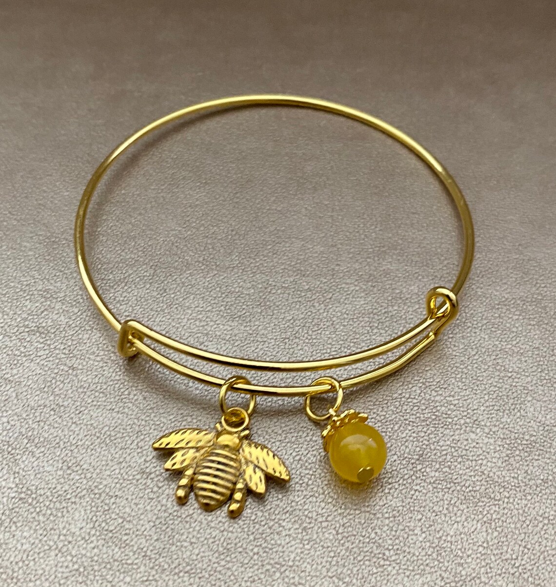 Bee Charm Bracelet Bee Charm Bangle Gold Bangle Bracelet Etsy