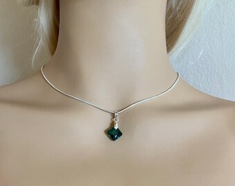 Green Emerald Swarovski Crystal Pendant Necklace