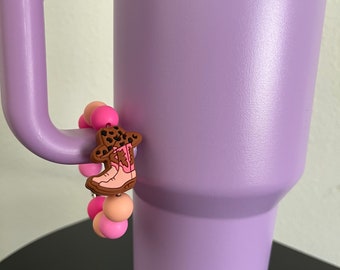 Cup Charms, Accessories Tumbler, Pink CowBoy Boots