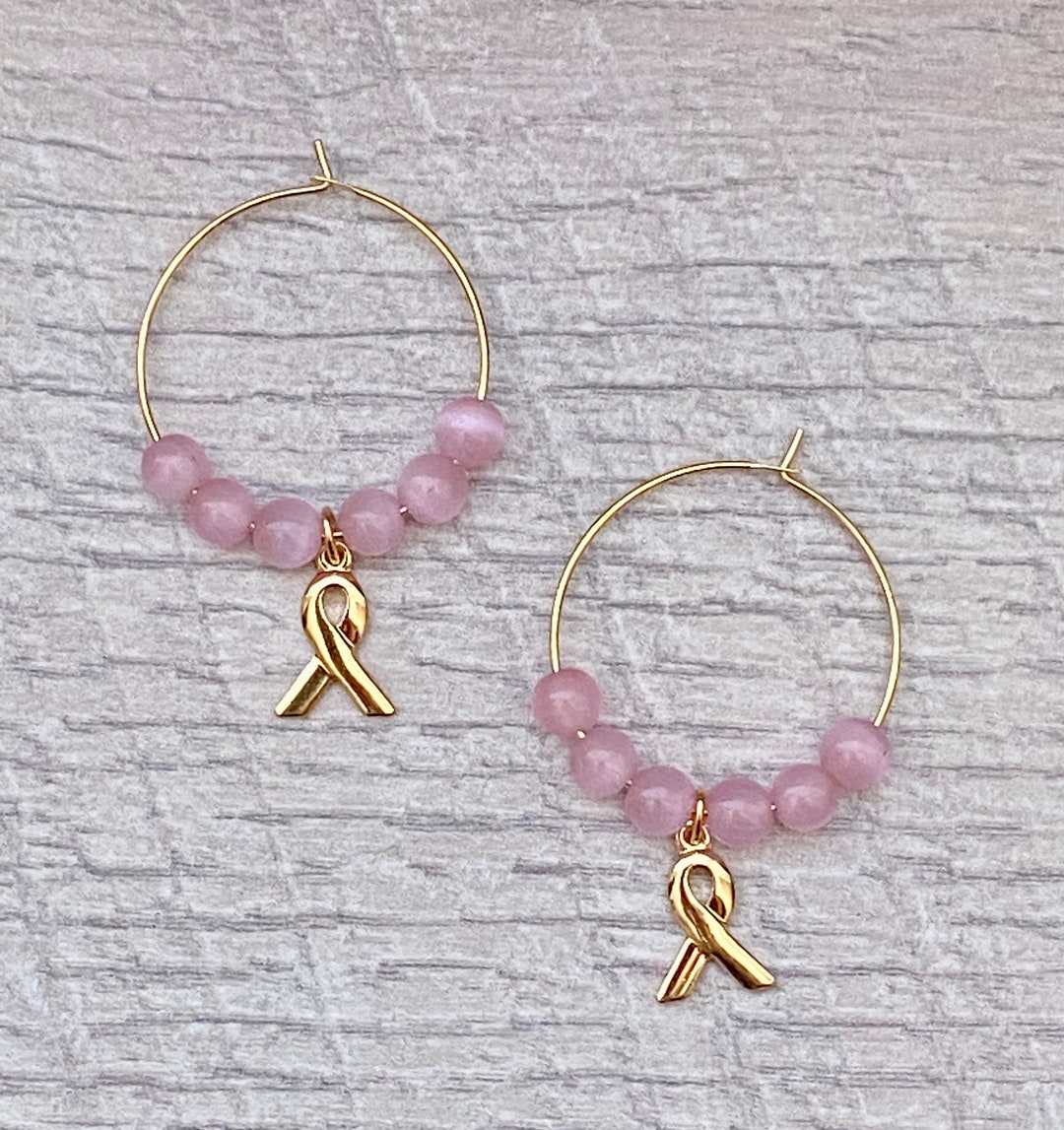 Pink Breast Cancer Awareness Hoop Earrings - Etsy