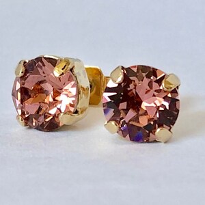 Rose Pink Swarovski Crystal Stud Earrings