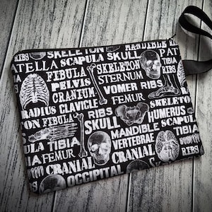Anatomy Lessons Wristlet Clutch Bag Purse Goth Halloween Ready to Ship Handmade to Order