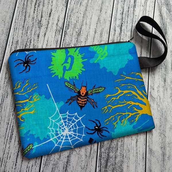 Goosebumps Blue Wristlet Clutch Bag Purse Goth Halloween Ready to Ship Handmade to Order