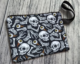 Bag of Bones Wristlet Clutch Bag Purse Goth Halloween Ready to Ship Handmade to Order