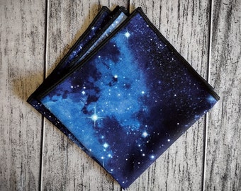 Pañuelo de bolsillo Galaxy: Pañuelo de algodón con pajarita opcional. Hecho a mano por encargo.