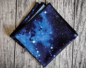 Galaxy Pocket Square Formal Wedding Tux Prom Handkerchief Space Sky Handmade to Order