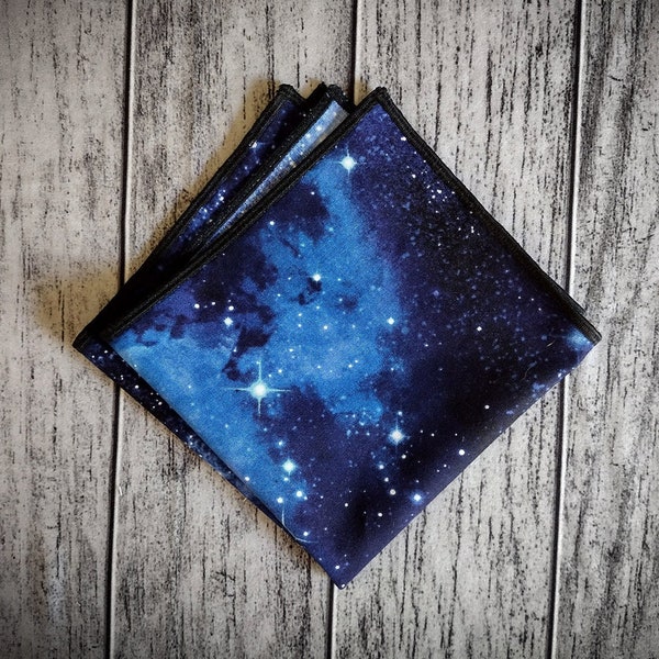 Galaxy Pocket Square Formal Wedding Tux Prom Handkerchief Space Sky Handmade to Order