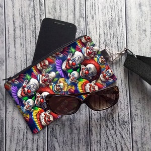 Cartera para teléfono Killer Klowns, estuche para gafas con cordón negro para el cuello, hecha a mano por encargo