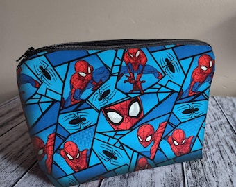 Bolsa de tela premium con cremallera y fondo plano de Spiderman: hecha a mano por encargo