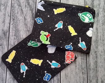 Hitchhikers Guide to the Galaxy Zipper Pouch Cosmetic Makeup Bag Handmade to Order